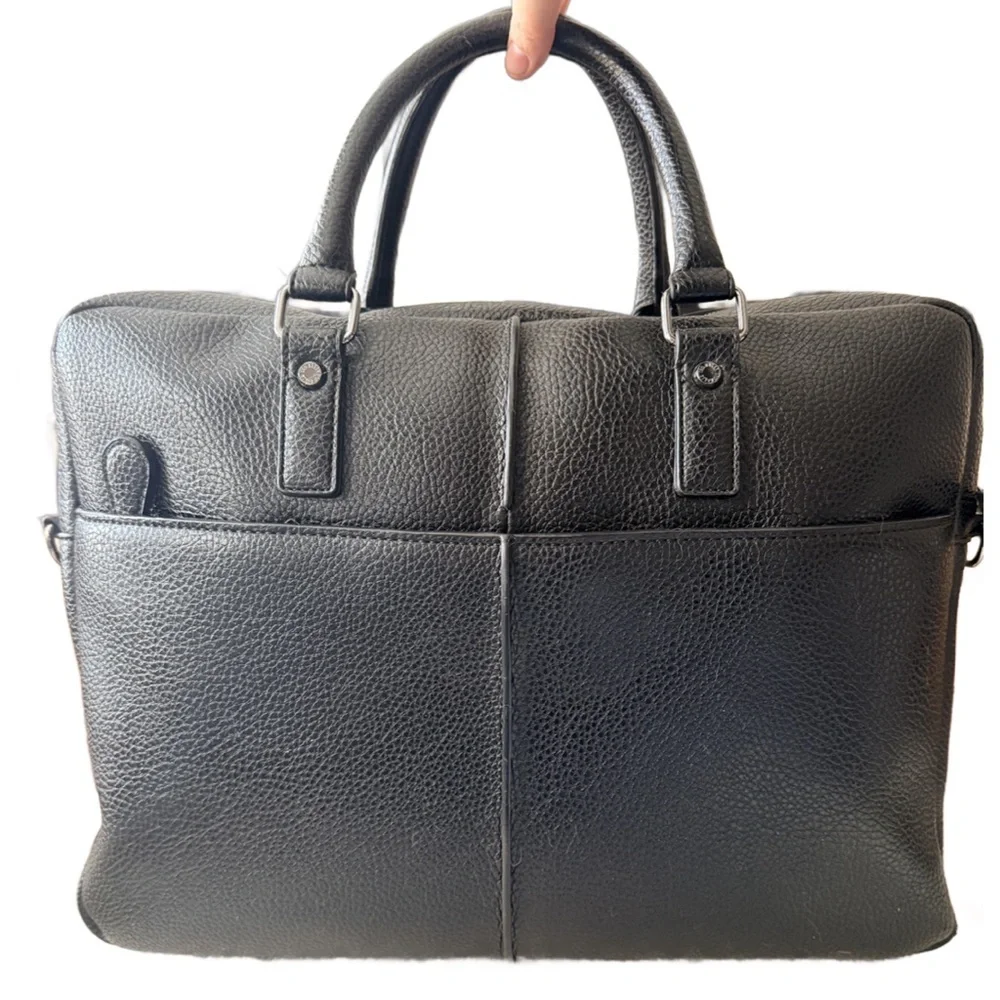 Ted Baker London Black Leather Laptop Briefcase Business Bag